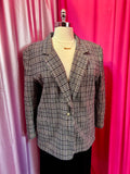 80s Dark Academia Plaid Blazer