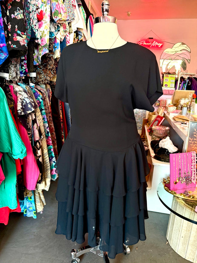 80s Drop Waist Ruffle Dress