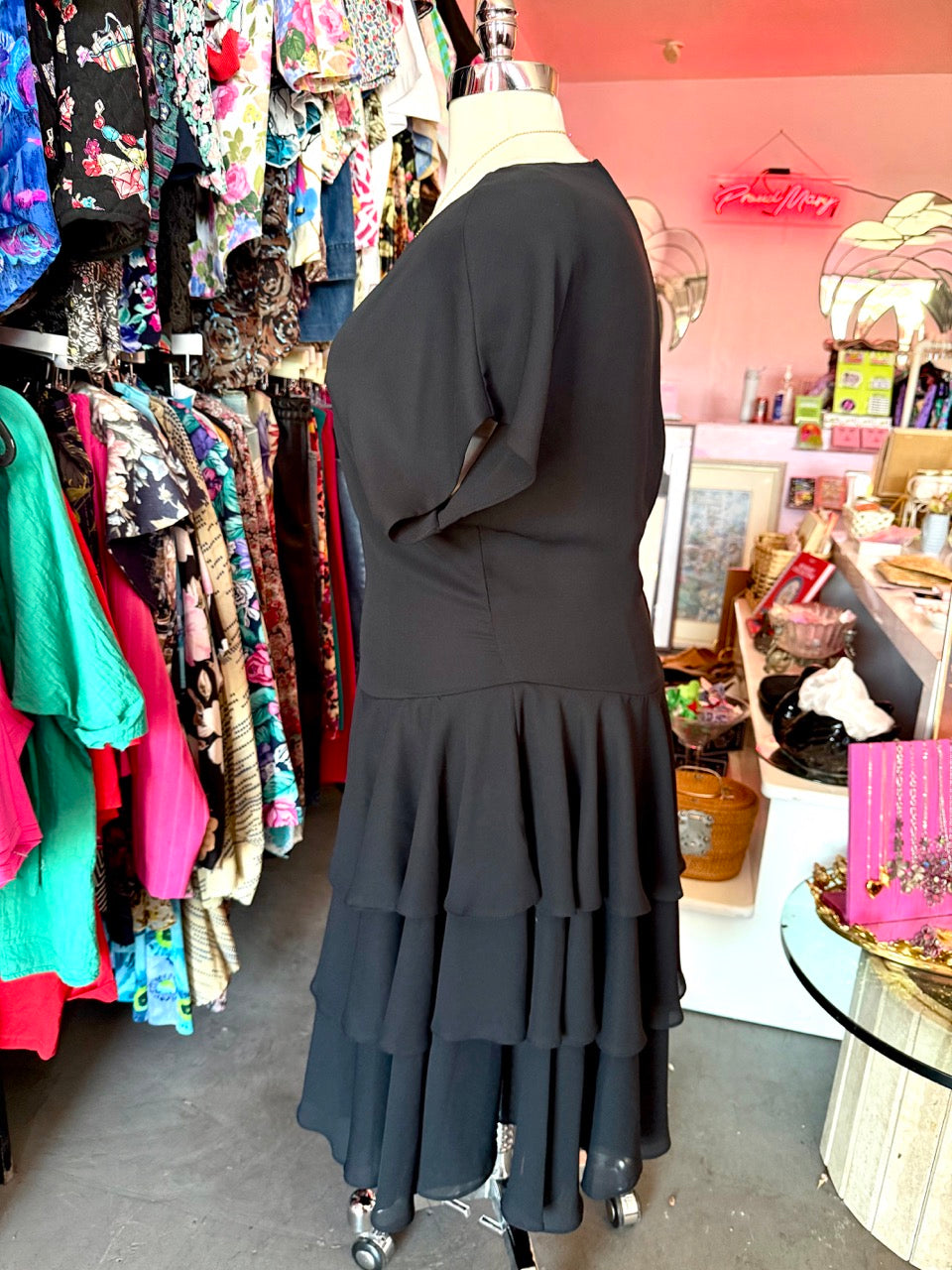 80s Drop Waist Ruffle Dress