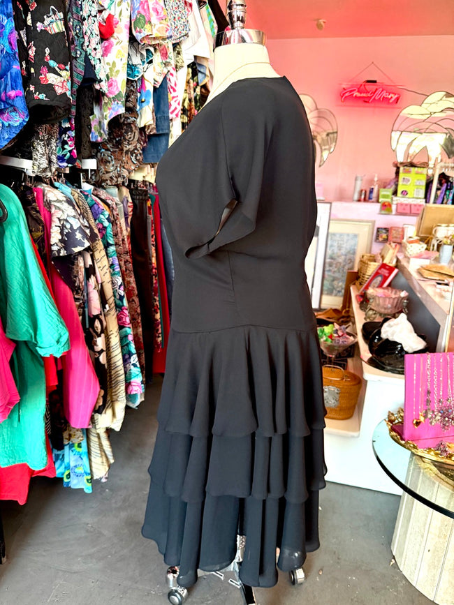 80s Drop Waist Ruffle Dress