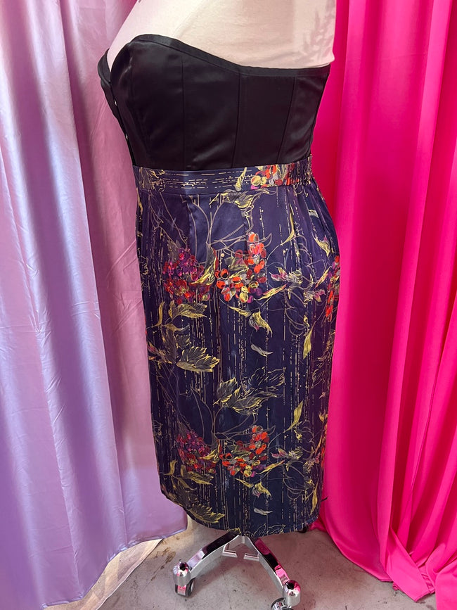 Grapvine Satin 90s Midi Skirt