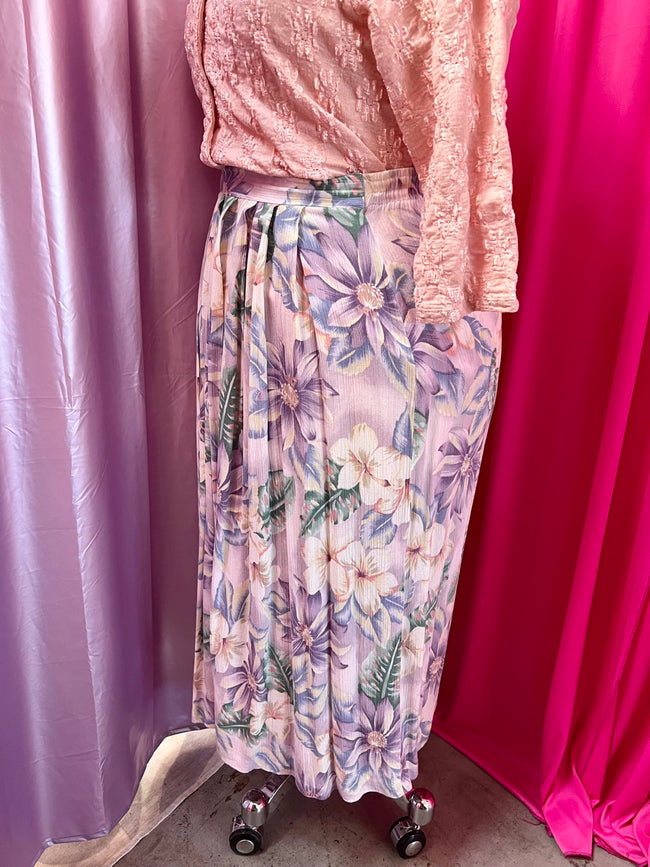 80s Tropical Pastel Floral Skirt