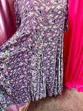 90s Blue and Pink Ditzy Floral Purple Dress with Panels