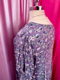 90s Blue and Pink Ditzy Floral Purple Dress with Panels