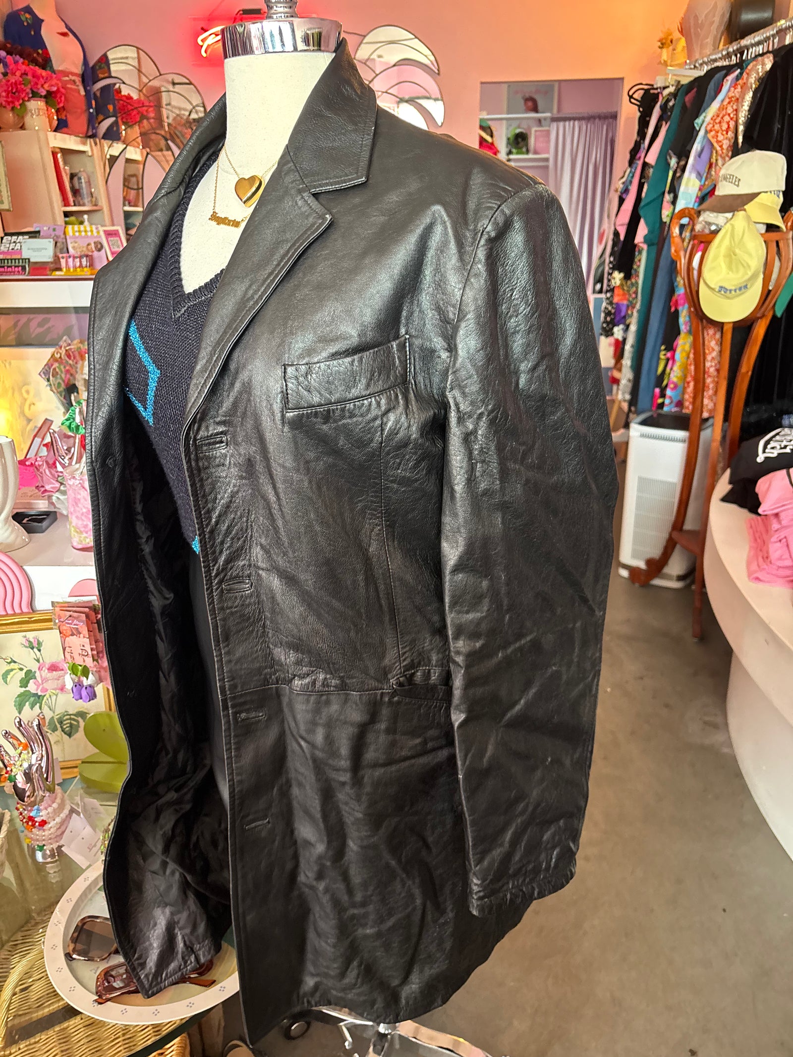 Vintage Vera Pelle Italian Leather Midi Jacket - 58 / 1X - As-is