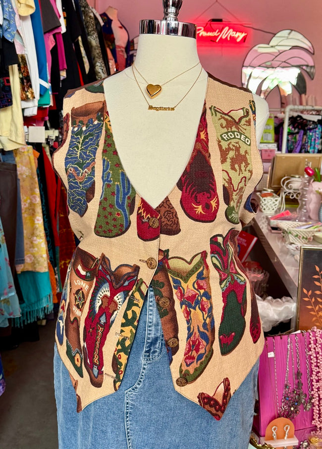 Howdy Partner Cowboy Boot Vest - Size 18