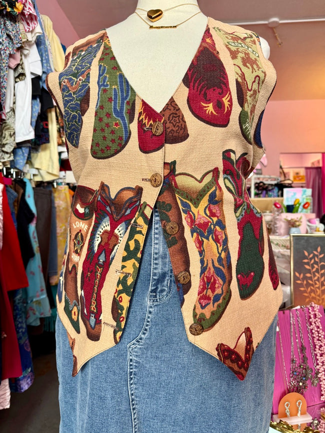 Howdy Partner Cowboy Boot Vest - Size 18