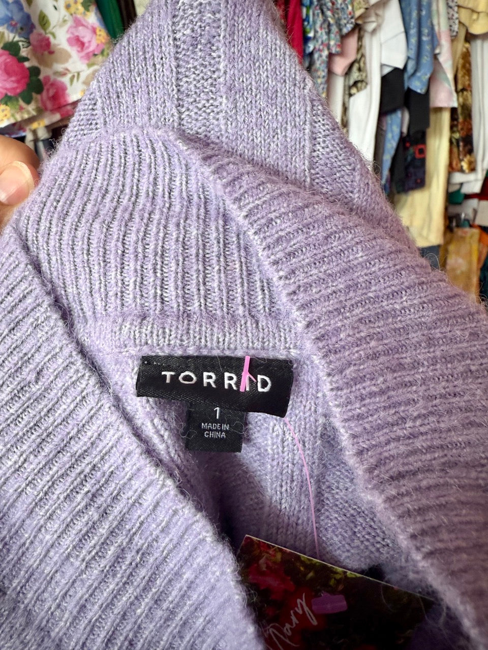 Let's Get Cozy Purple Mock Neck Sweater - Size 1 (Torrid)