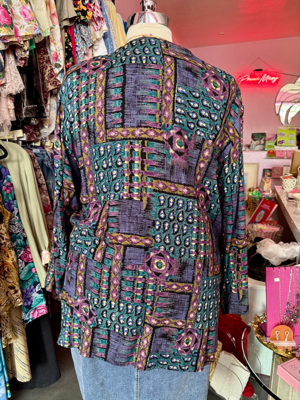 80's Deadstock Coffee Shop Blouse - Size 2X