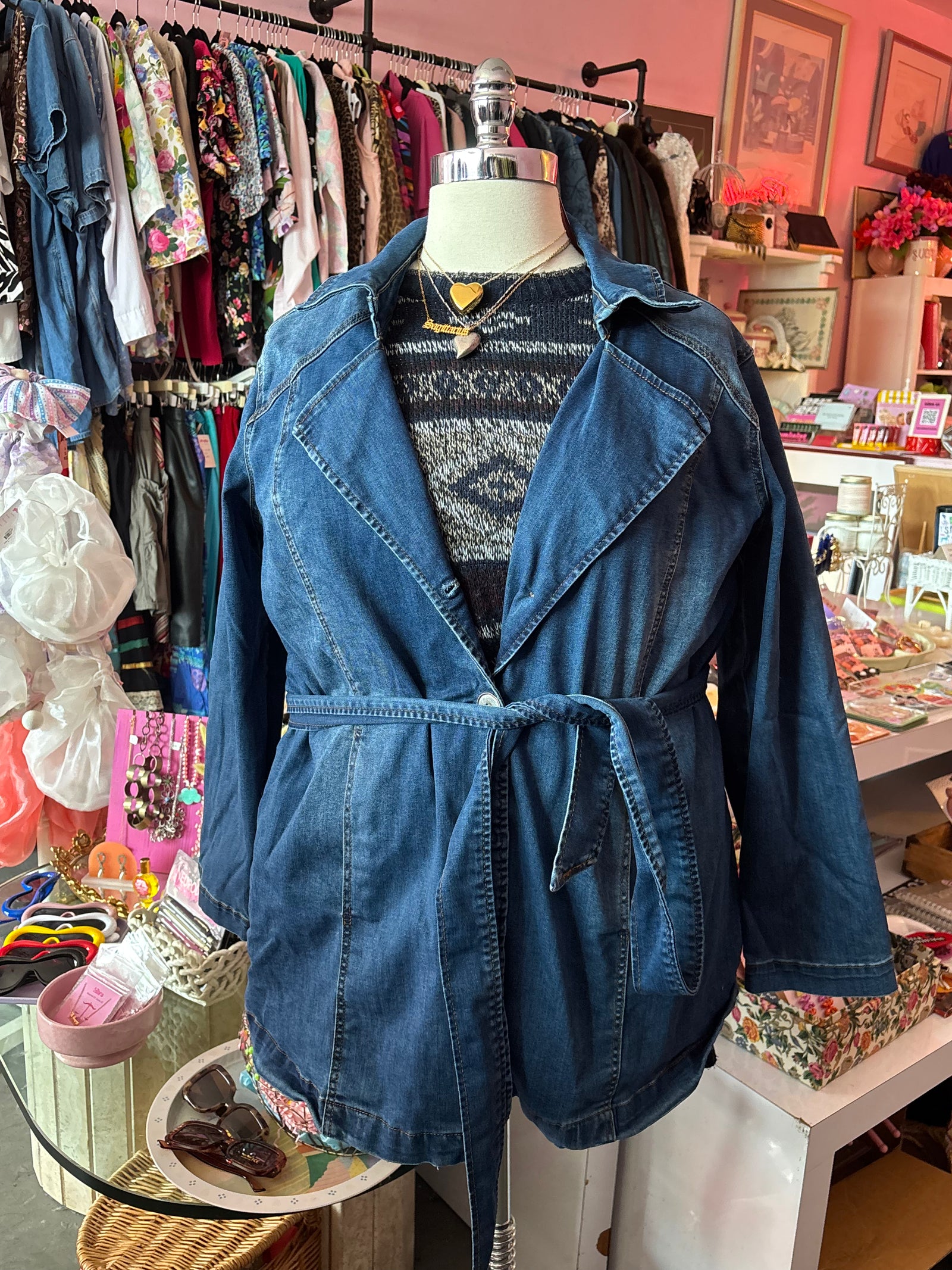 Stretch Denim Trench - 2X