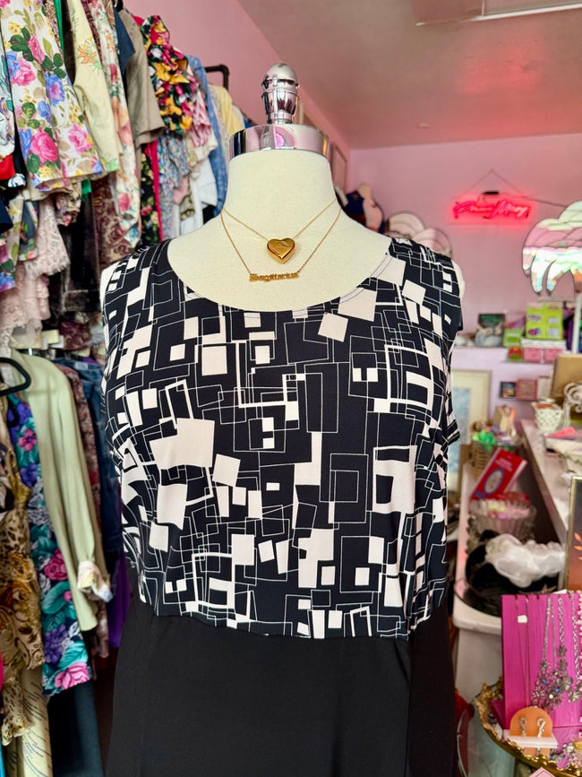 90s Geometric Midi Dress