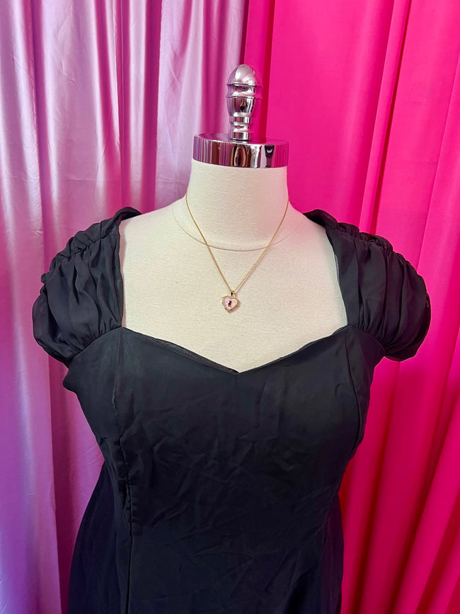 80s Romance Black Bow Dress