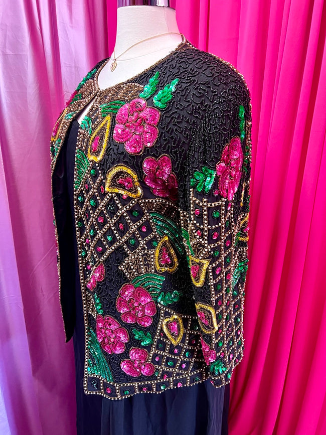 80s Beaded Floral Jacket