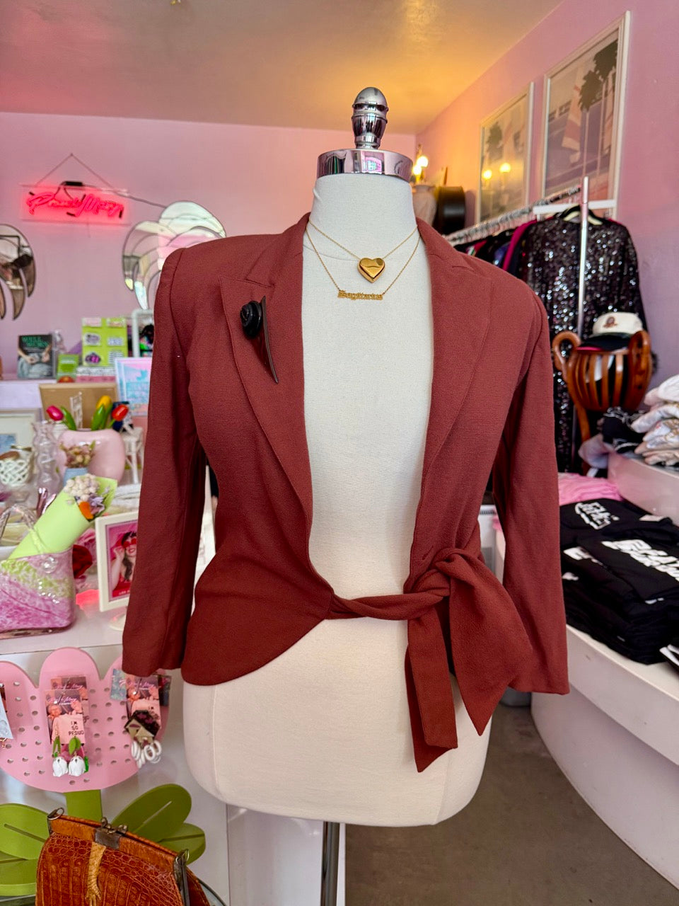 80s Twist Tie Brown Blazer