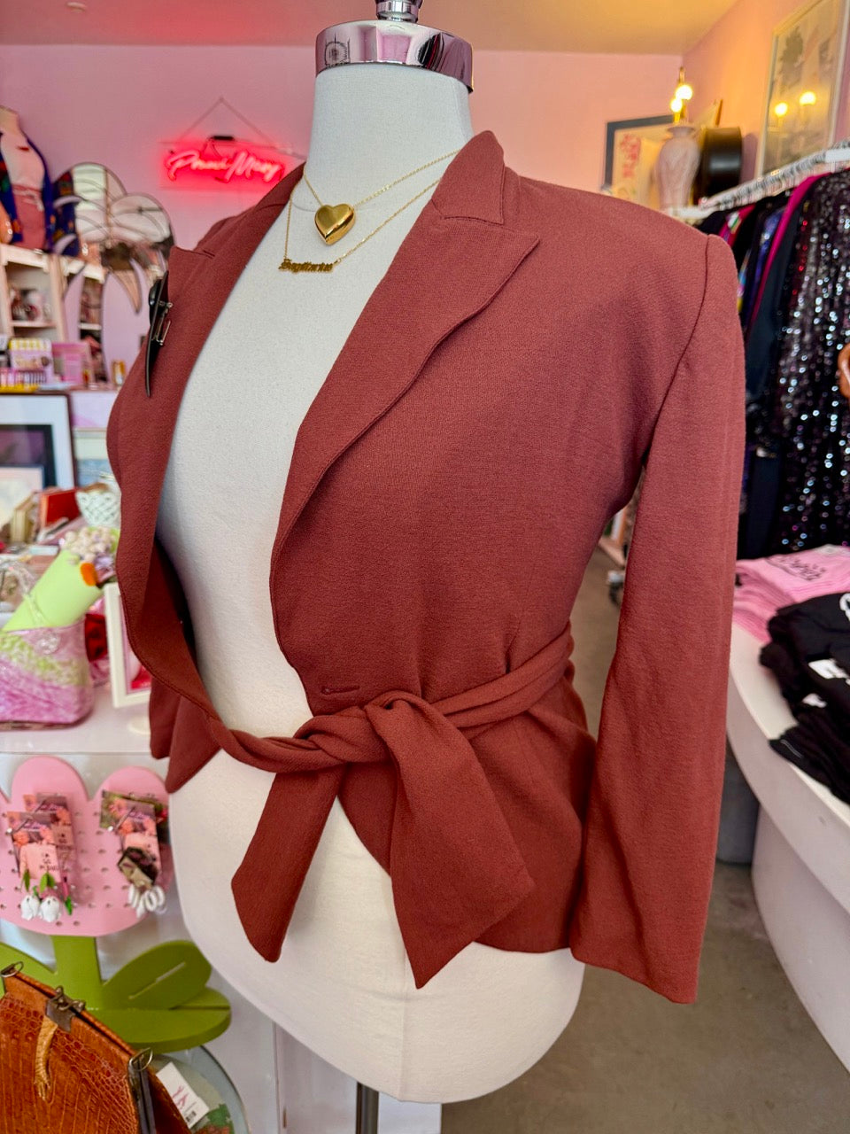 80s Twist Tie Brown Blazer