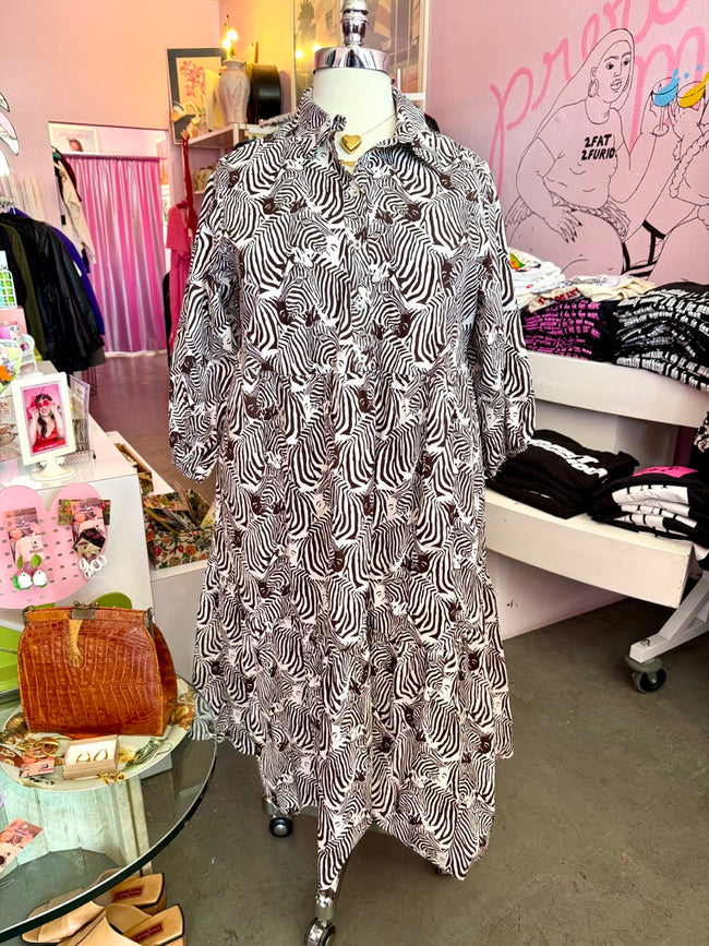 One of the Herd Brown and White Zebra Dress NWT - 3X