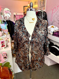 90s Chocolate Roses Tie Front Sheer Top - 1X