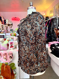 90s Chocolate Roses Tie Front Sheer Top - 1X