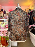 90s Chocolate Roses Tie Front Sheer Top - 1X