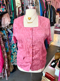 80s Satin Floral Button Up - Size 18/20