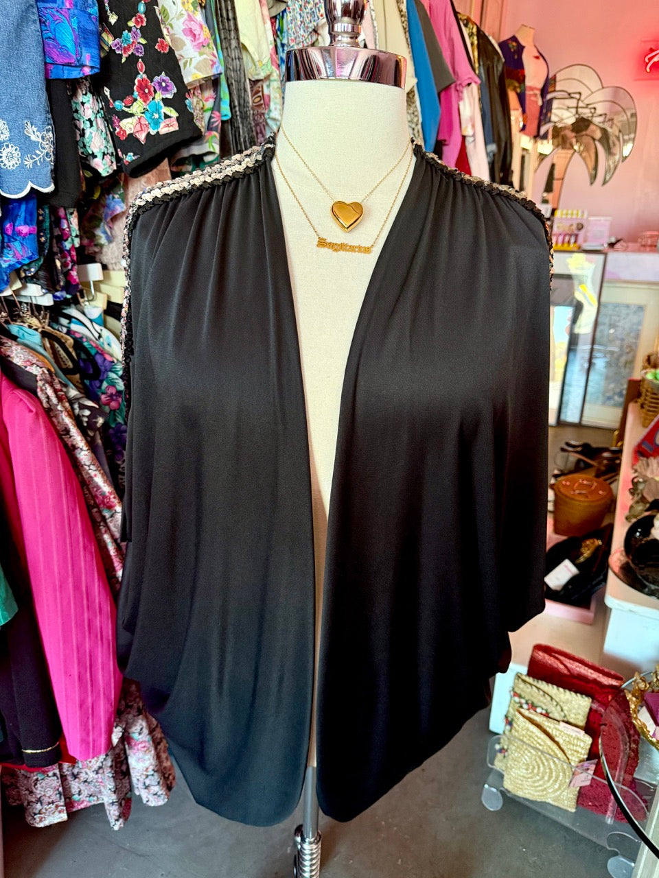 Sequin Stripe Batwing Cover Up - Size 14-24