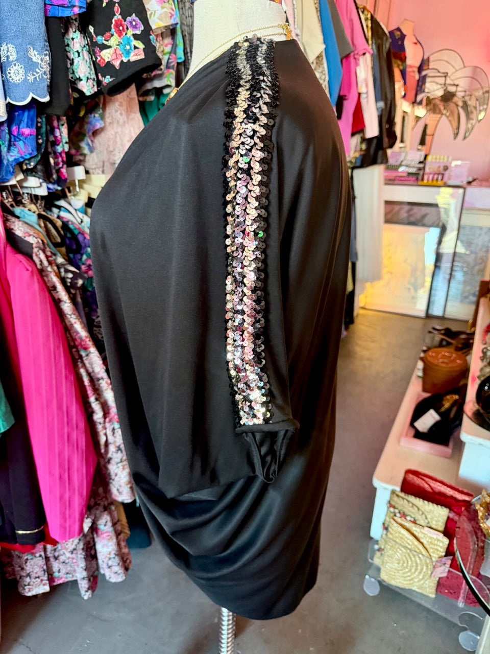 Sequin Stripe Batwing Cover Up - Size 14-24