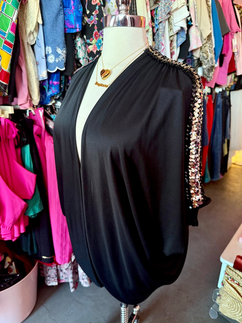 Sequin Stripe Batwing Cover Up - Size 14-24