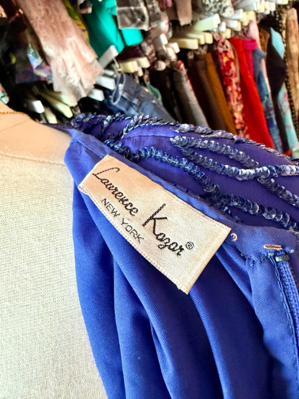 80s Blue Sequin Mini Dress - Size 18/20