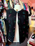 80s Shine Bright Sequin and Beads Jacket - Size 12