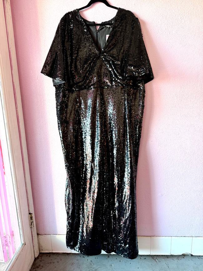 Fashion Union Black Sequin Jumpsuit - Size 22