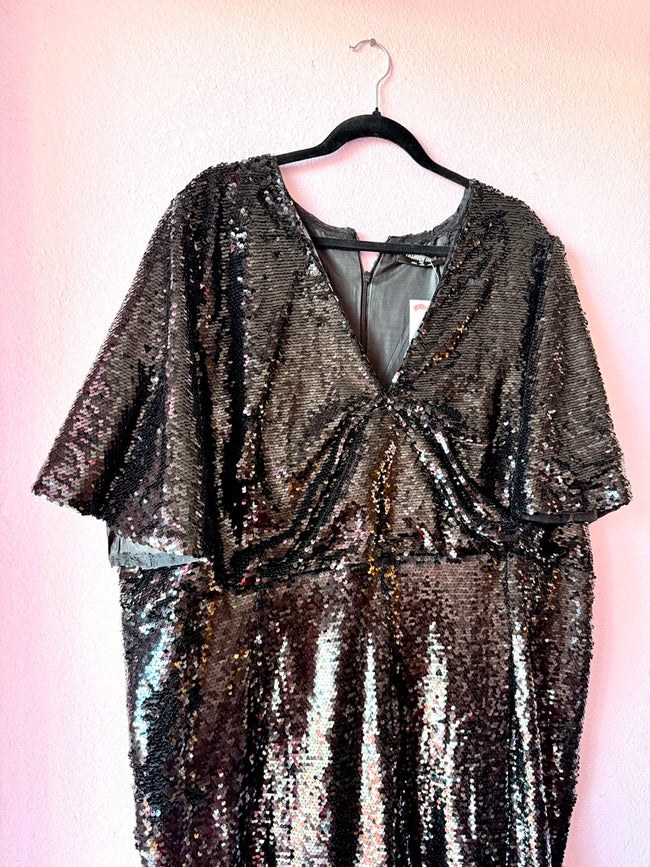 Fashion Union Black Sequin Jumpsuit - Size 22
