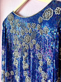 80s Pearls and Petals Sequin and Beaded Dress - Size 18