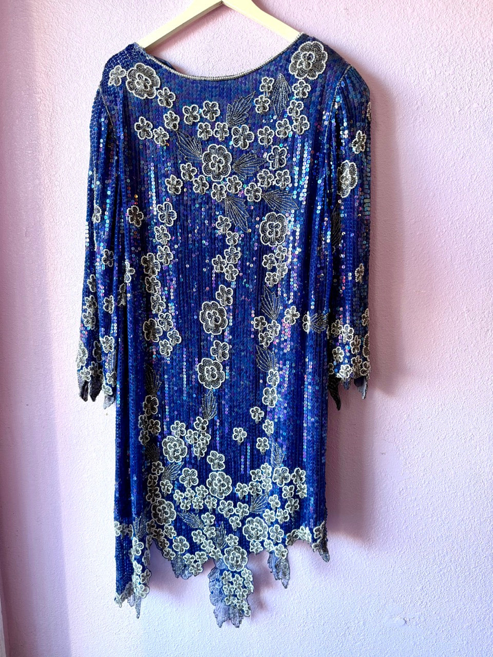 80s Pearls and Petals Sequin and Beaded Dress - Size 18