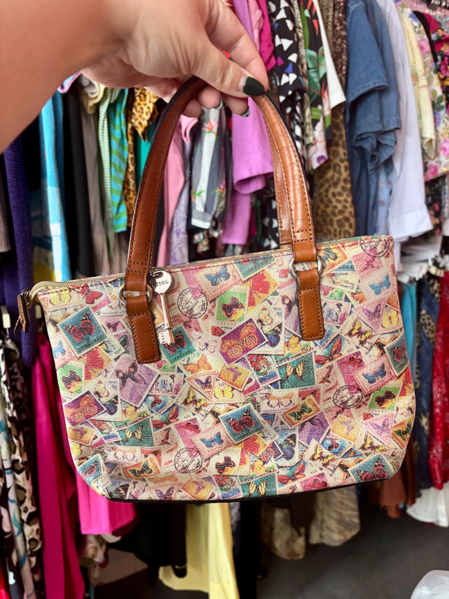 Vintage Fossil Postage Stamp Handbag