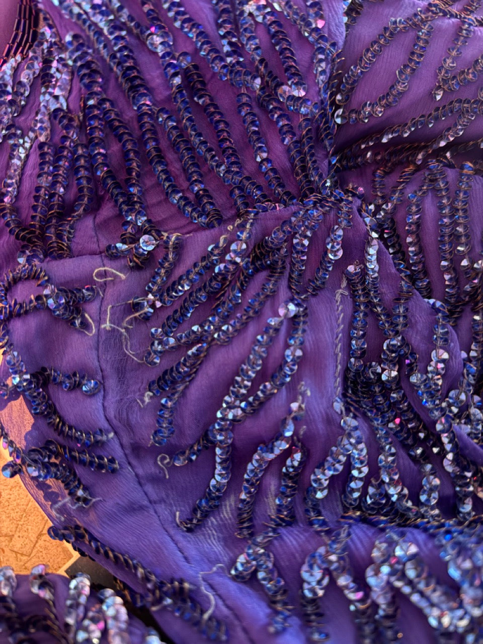 80s Blue Sequin Mini Dress - Size 18/20