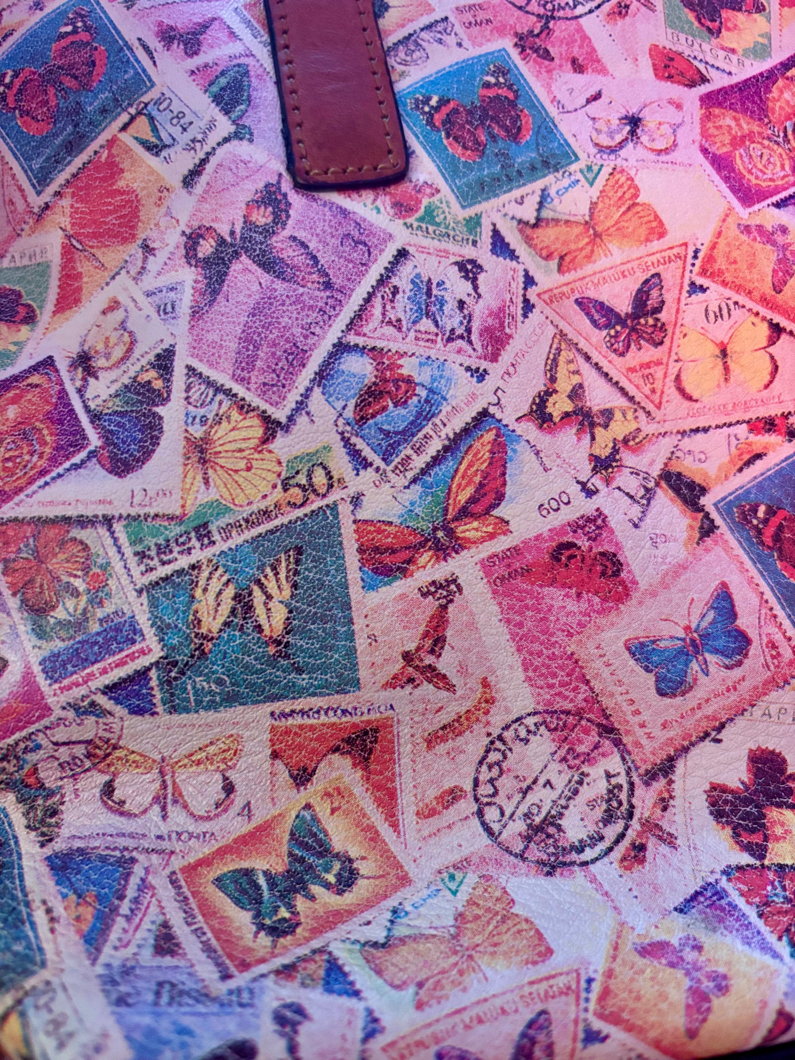 Vintage Fossil Postage Stamp Handbag