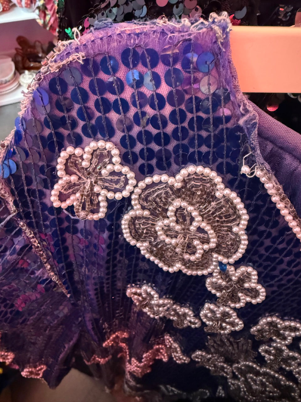 80s Pearls and Petals Sequin and Beaded Dress - Size 18