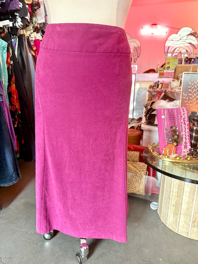Ashley Stewart Orchid Faux Suede Maxi Skirt - Size 26