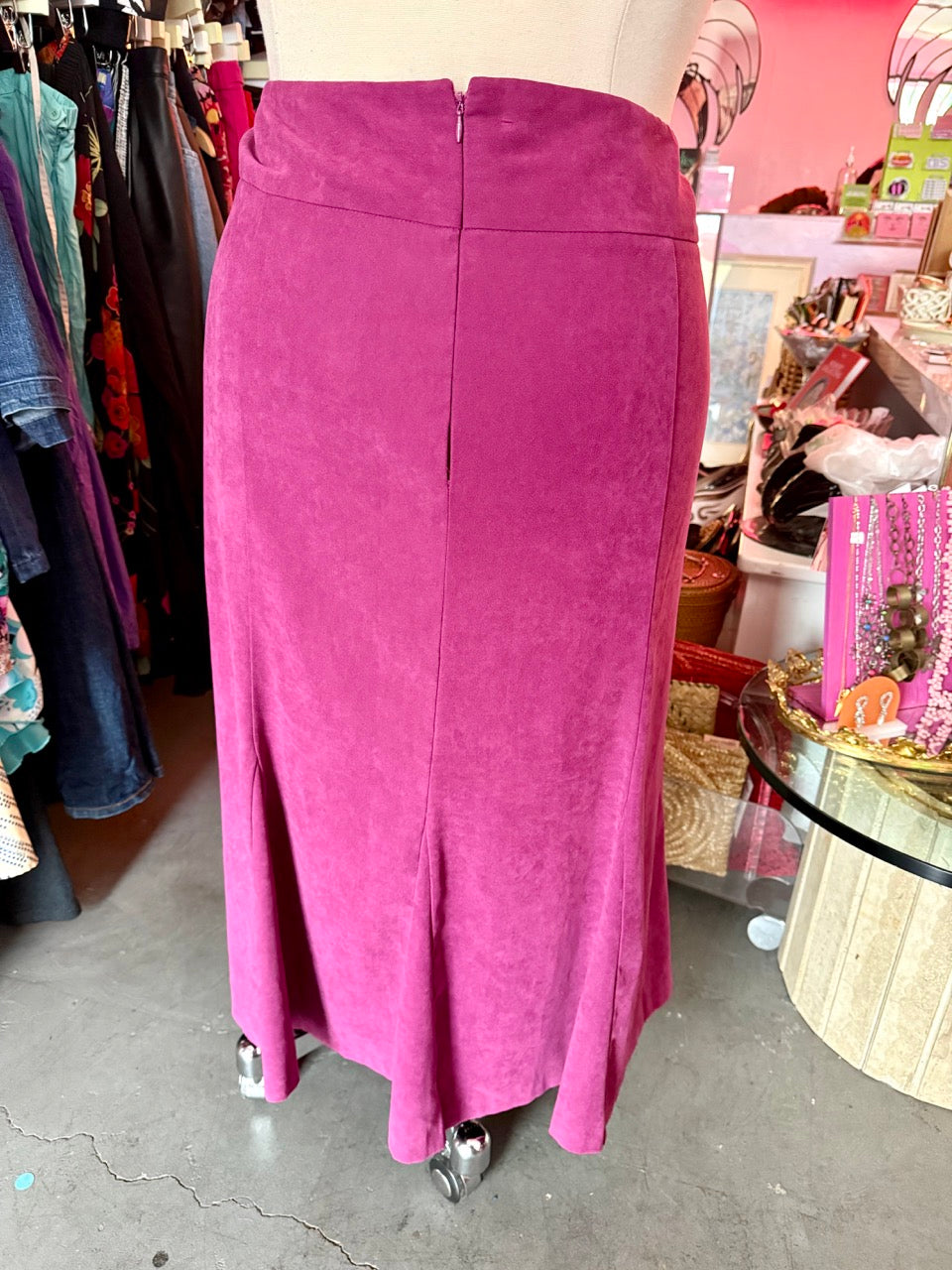 Ashley Stewart Orchid Faux Suede Maxi Skirt - Size 26