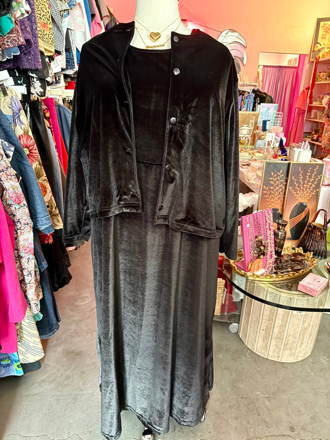 Slayer's Best Friend in Black Velvet Dress and Top Set - Size 3X/4X