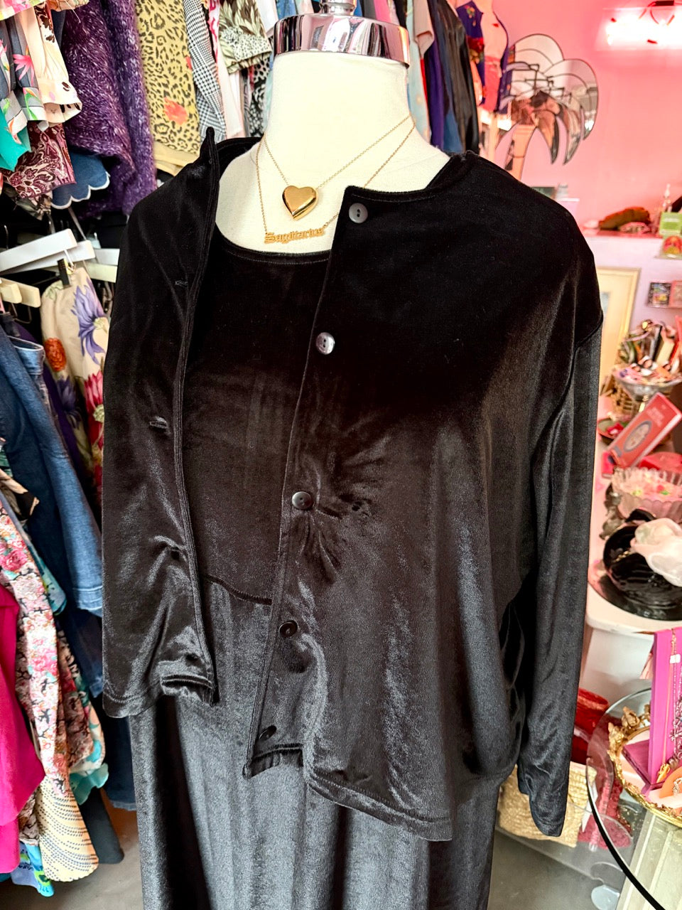 Slayer's Best Friend in Black Velvet Dress and Top Set - Size 3X/4X