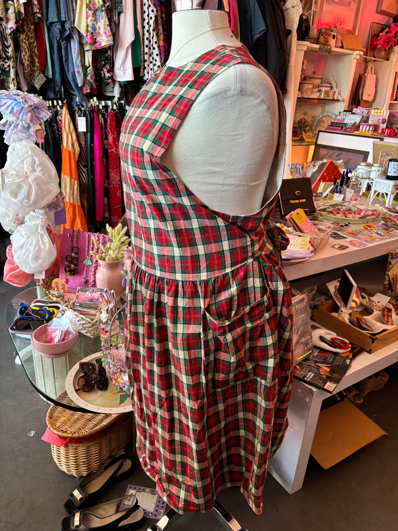 Hand-made Tartan Pinafore Dress - 1X/2X