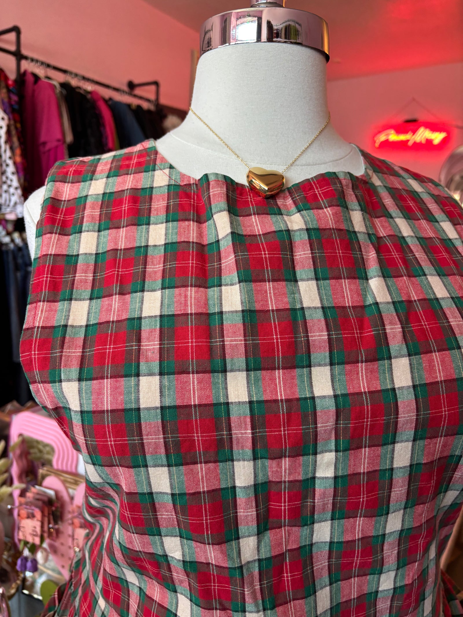 Hand-made Tartan Pinafore Dress - 1X/2X