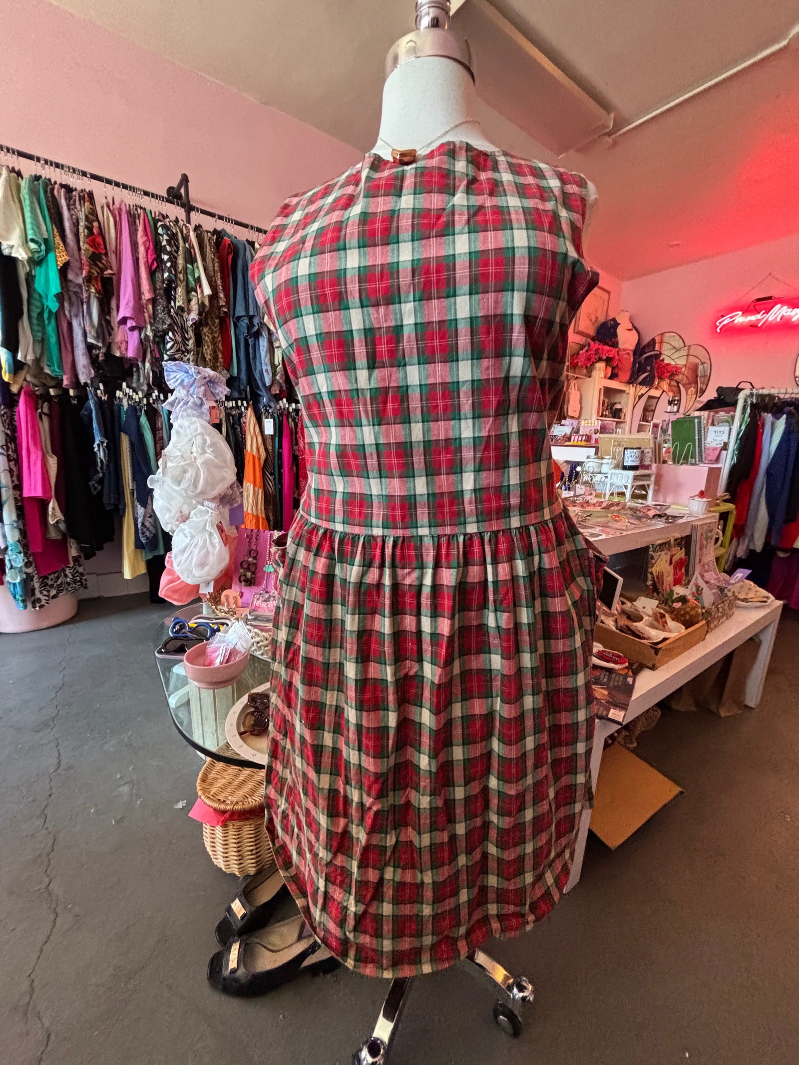 Hand-made Tartan Pinafore Dress - 1X/2X