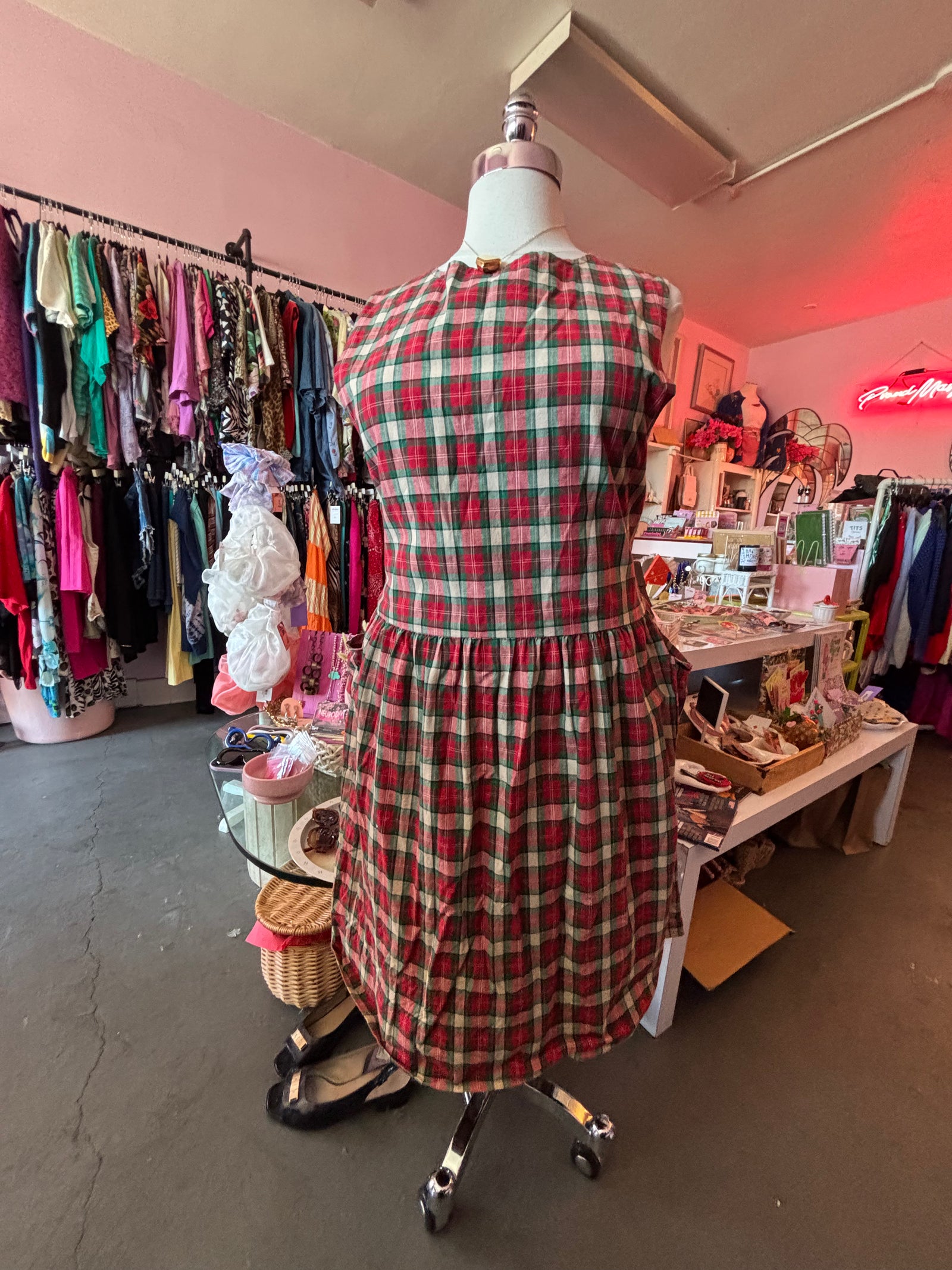 Hand-made Tartan Pinafore Dress - 1X/2X