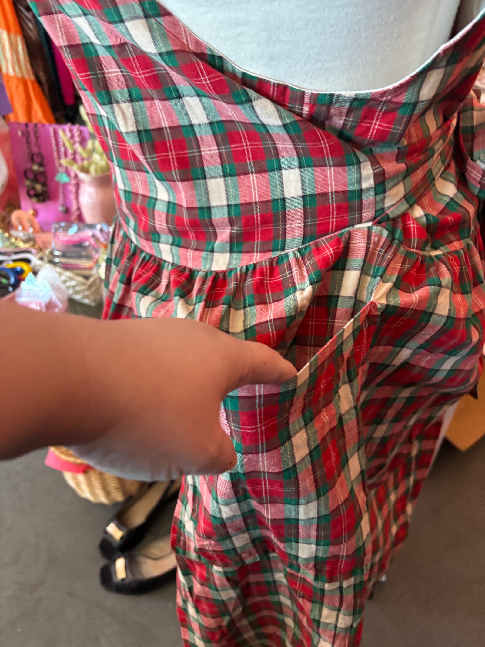 Hand-made Tartan Pinafore Dress - 1X/2X