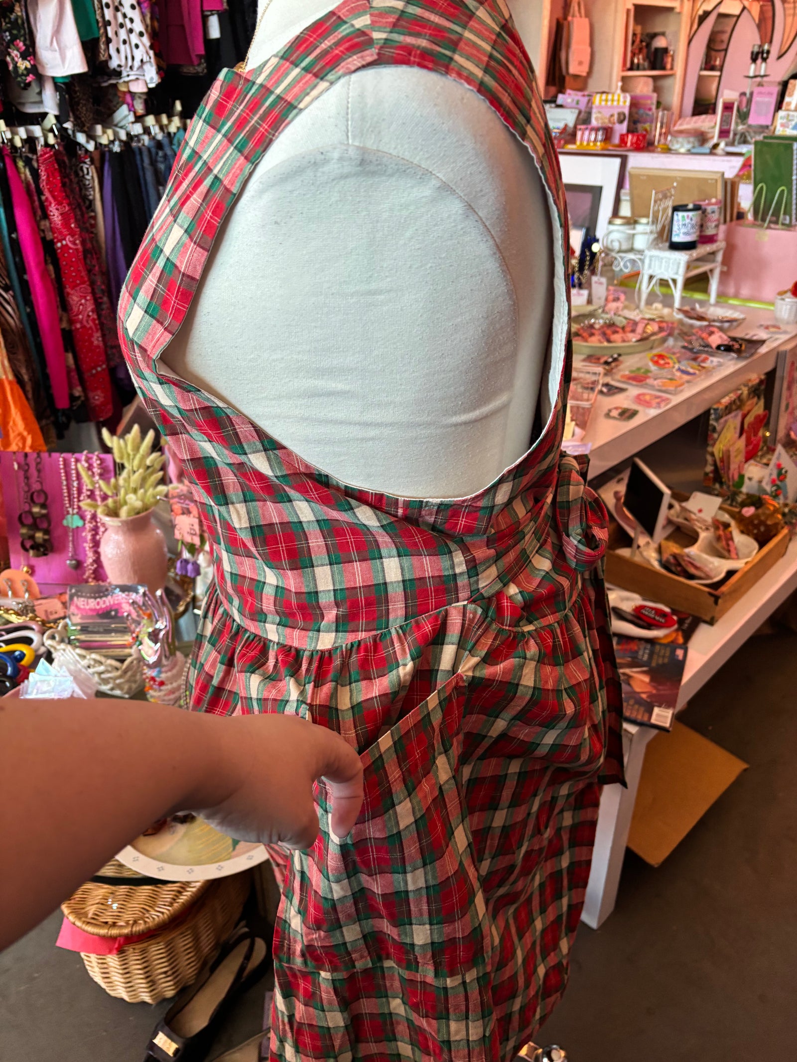 Hand-made Tartan Pinafore Dress - 1X/2X