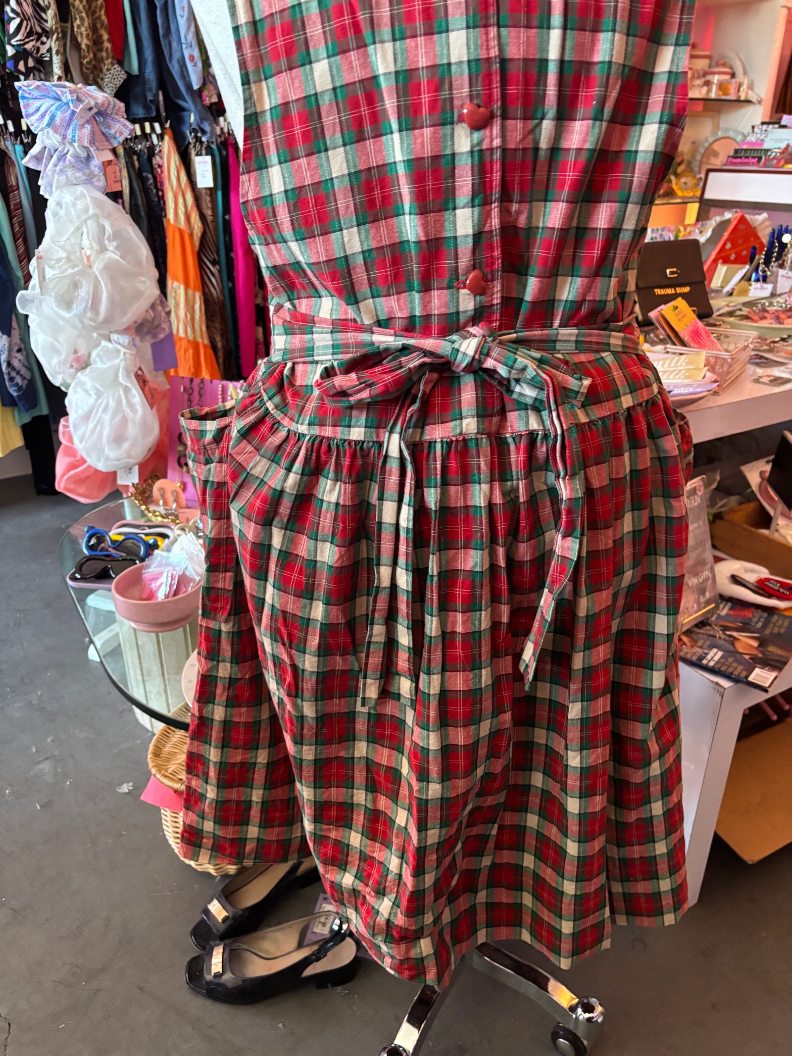 Hand-made Tartan Pinafore Dress - 1X/2X