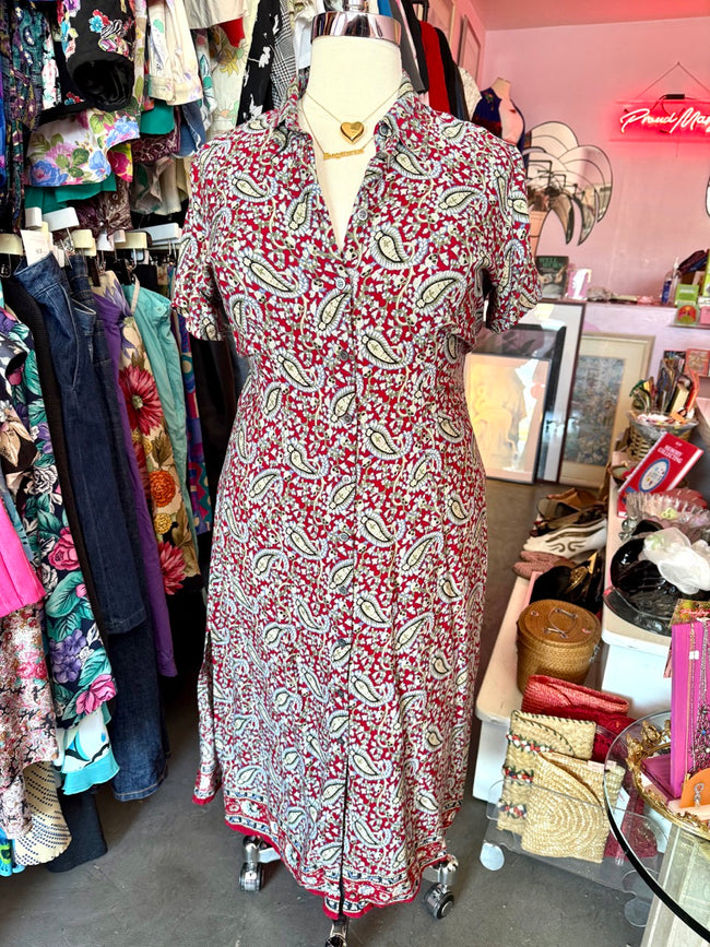 90s Paisley Petals Dress - Size 16/18