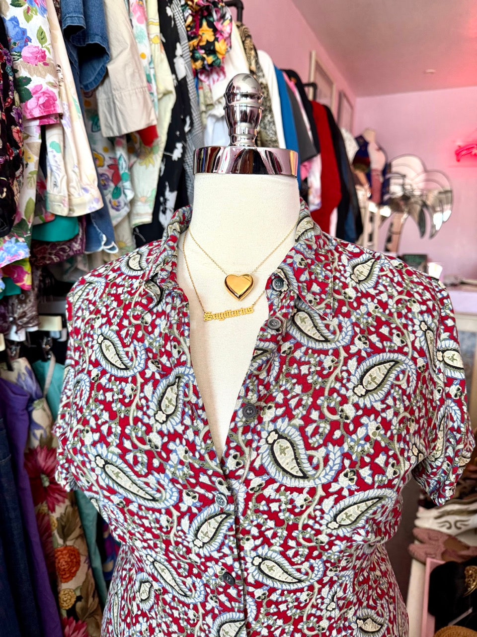 90s Paisley Petals Dress - Size 16/18